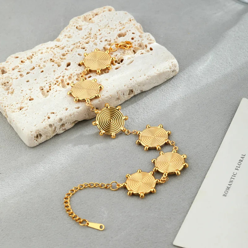 Gold Plated Sunflower Stainless Steel Bracelet