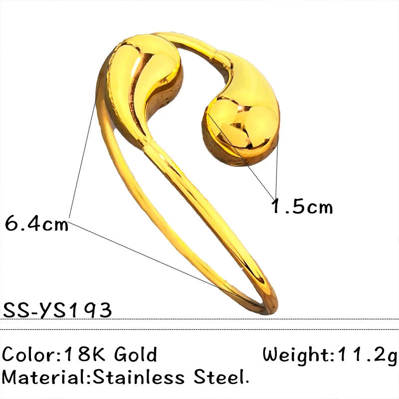 Gold Stainless Steel Bamboo Cuff Bracelet Gold SS-YS193