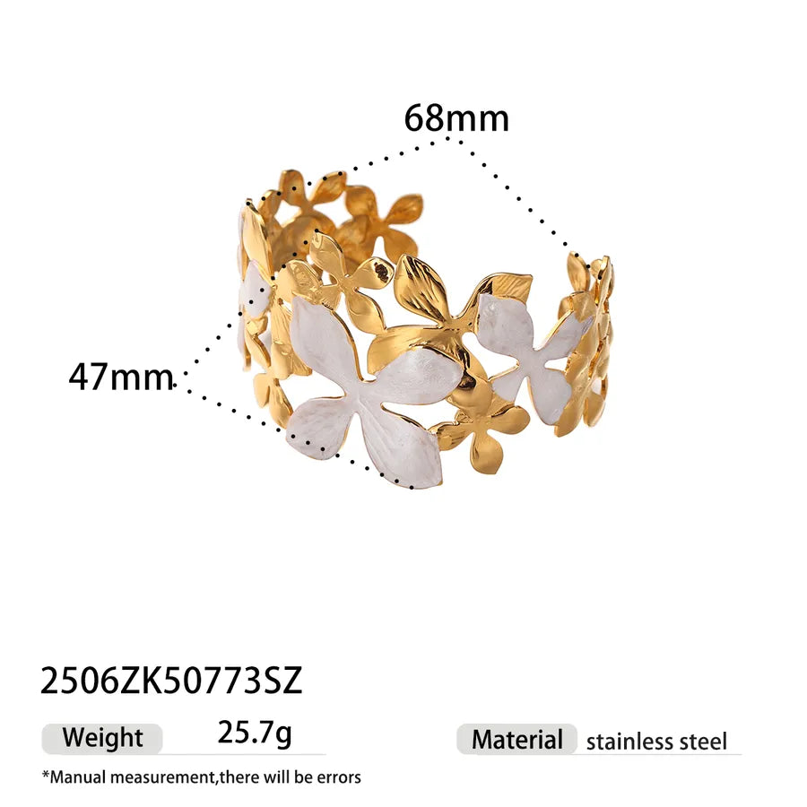 Gold Plated Stainless Steel Flower Bracelet 2506ZK50773SZ