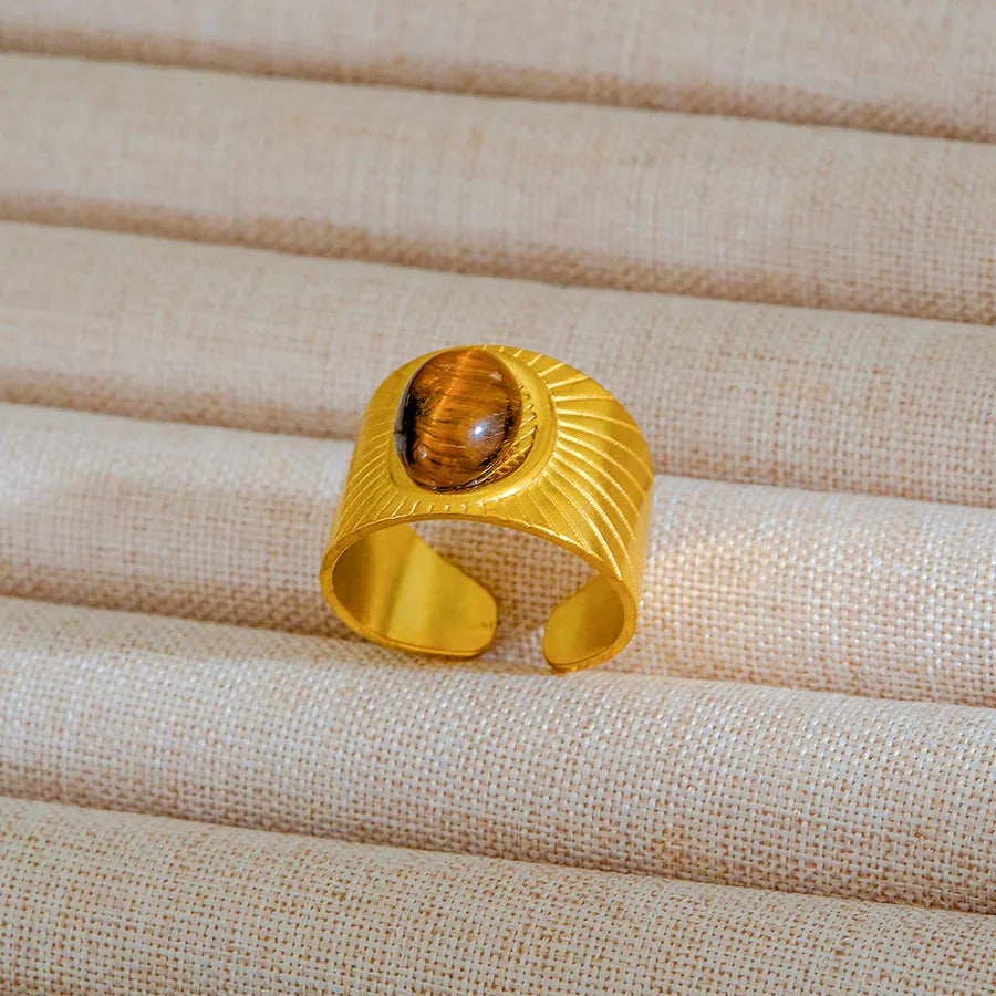 Adjustable 18K Gold Stainless Steel Ring 70