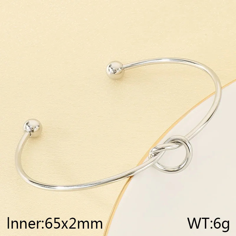 Knotted Bead 18K Gold Stainless Steel Bracelet Steel Color KB207034-Z