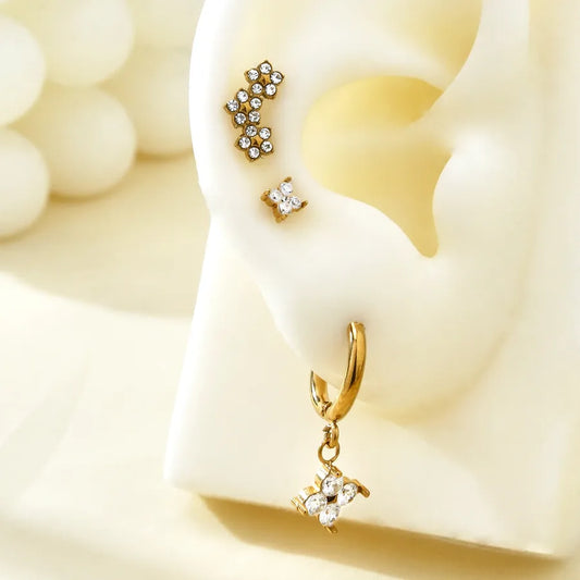 Elegant 18K Gold Plated Zircon Stud Earrings