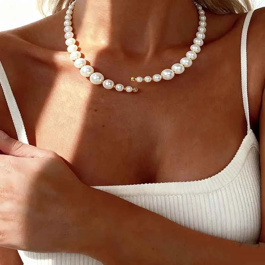 18K Gold Plated Pearl Choker Necklace