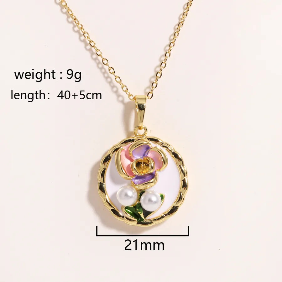 Floral Freshwater Pearl Pendant Necklace Style 12