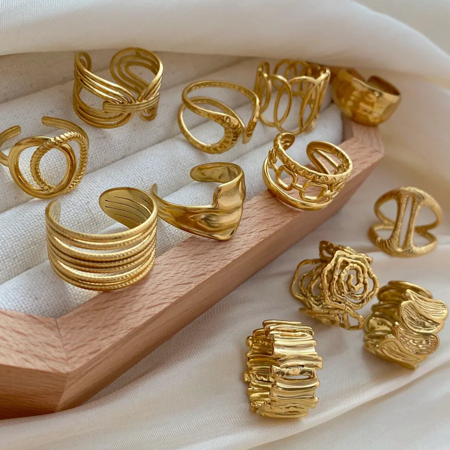 Geometric Titanium Steel Open Ring in 14K/18K Gold