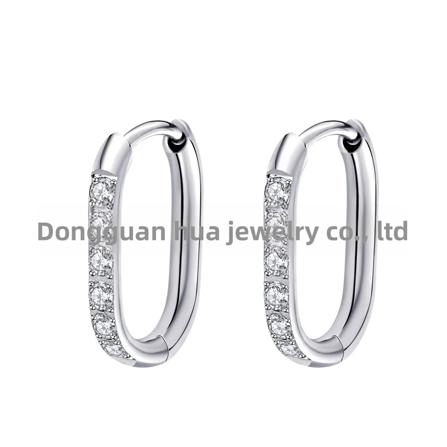Titanium Steel Geometric Mini Hoop Earrings Silver U-shaped Titanium Steel One Piece