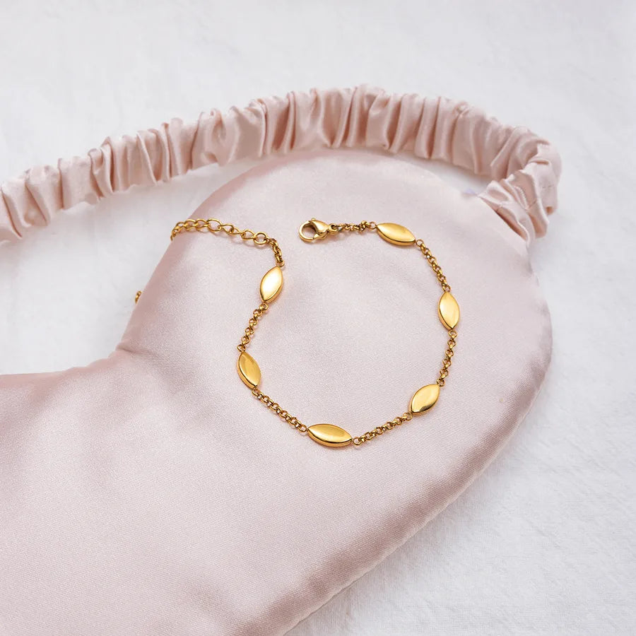 18K Gold Oval Stainless Steel Bracelet