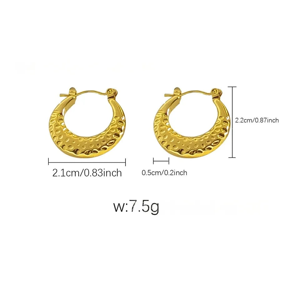 Elegant Gold Titanium Steel Hoop Earrings Gold Earrings 16