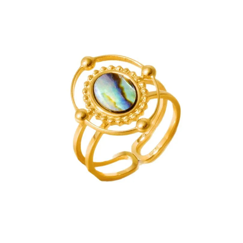18K Gold Plated Geometric Shell Ring