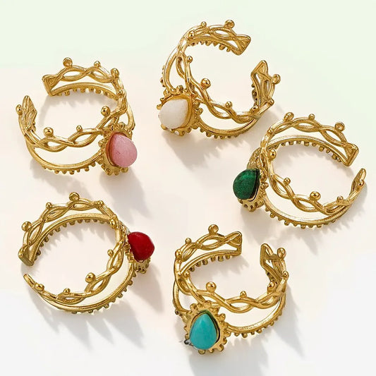 Vintage Lapis Lazuli Stainless Steel Ring