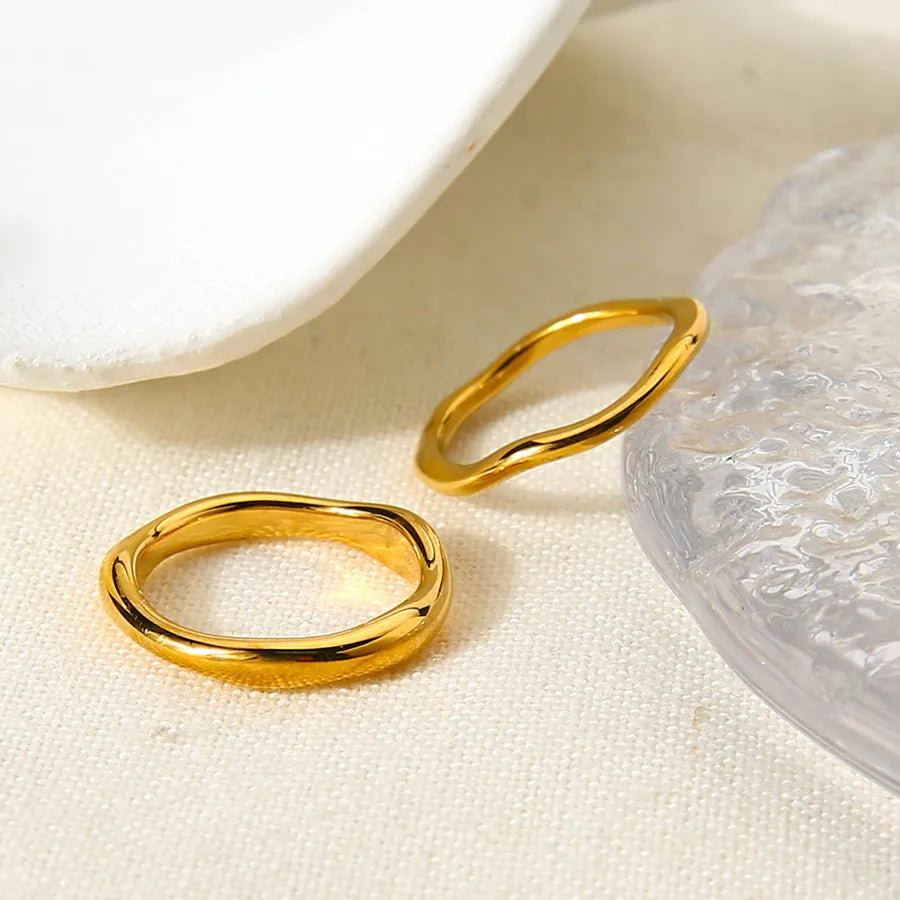 Wavy Edge 18K Gold Plated Stainless Steel Ring