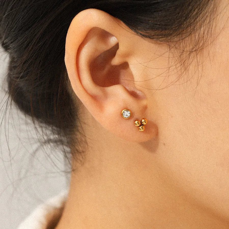 Gold Plated Zirconia Stud Earrings Set
