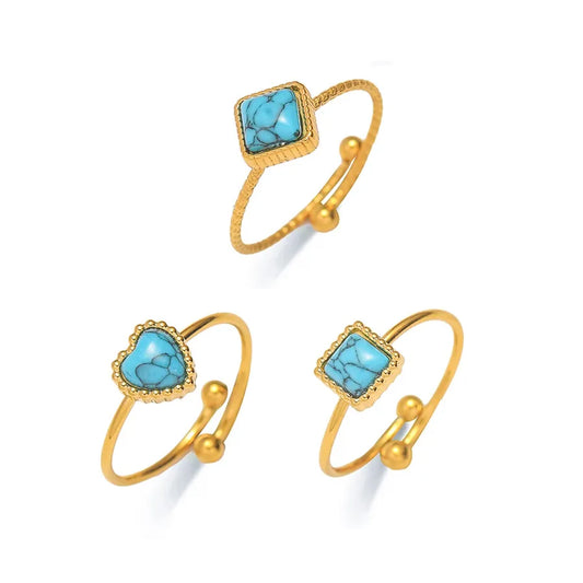 Women's Heart-Shaped Green Turquoise Ring