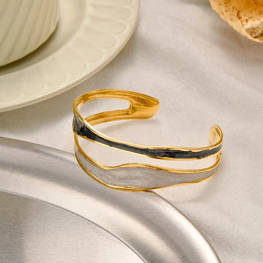 Gold-Plated Stainless Steel Open Cuff Bracelet