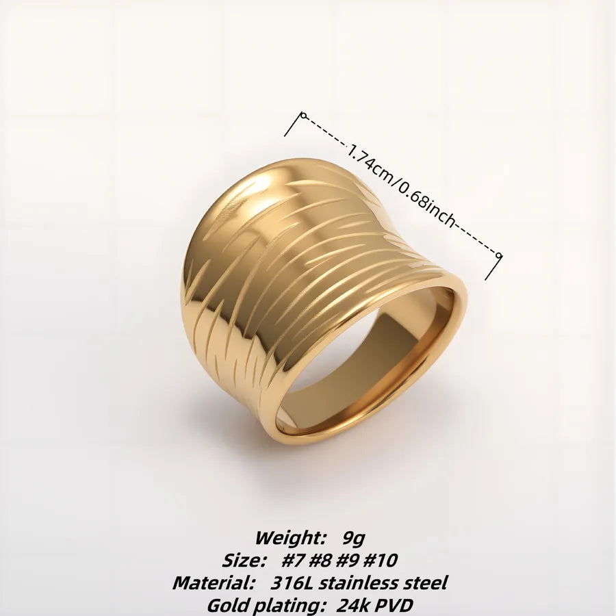 Geometric Wide Band Stainless Steel Ring