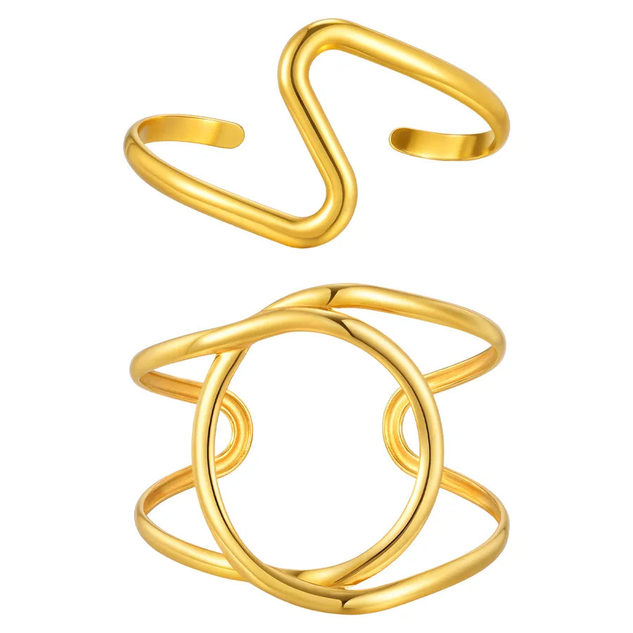 Gold Plated Geometric Stainless Steel Bangle