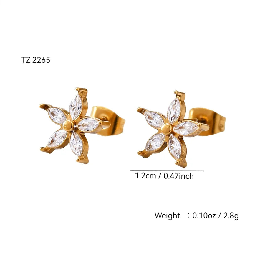 18K Gold Plated Stainless Steel Zircon Earrings