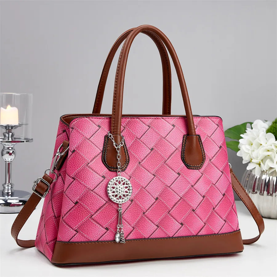 Women's Basket Weave Crossbody Tote Bag