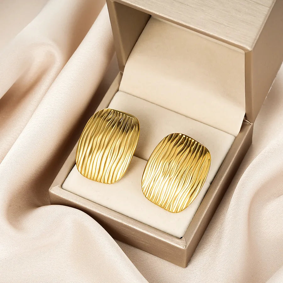 Irregular 18K Gold Plated Stainless Steel Earrings E1373-A (Gold Stud Earrings Pairs)