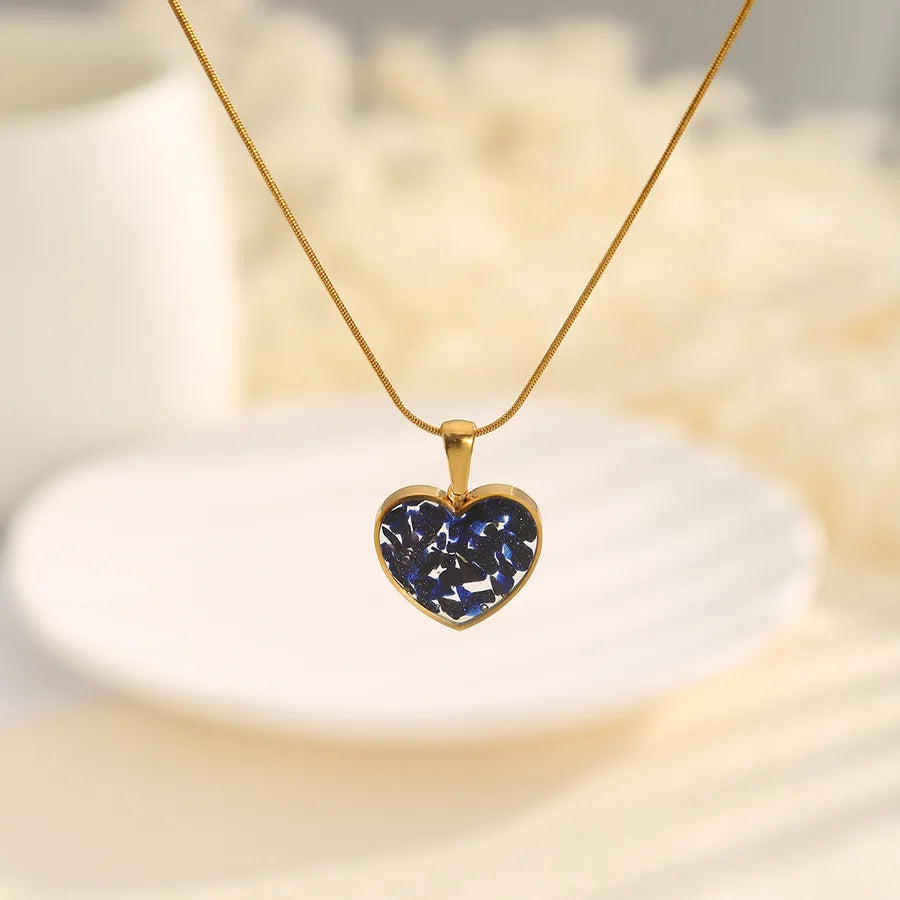 Natural Stone Heart Pendant Necklace