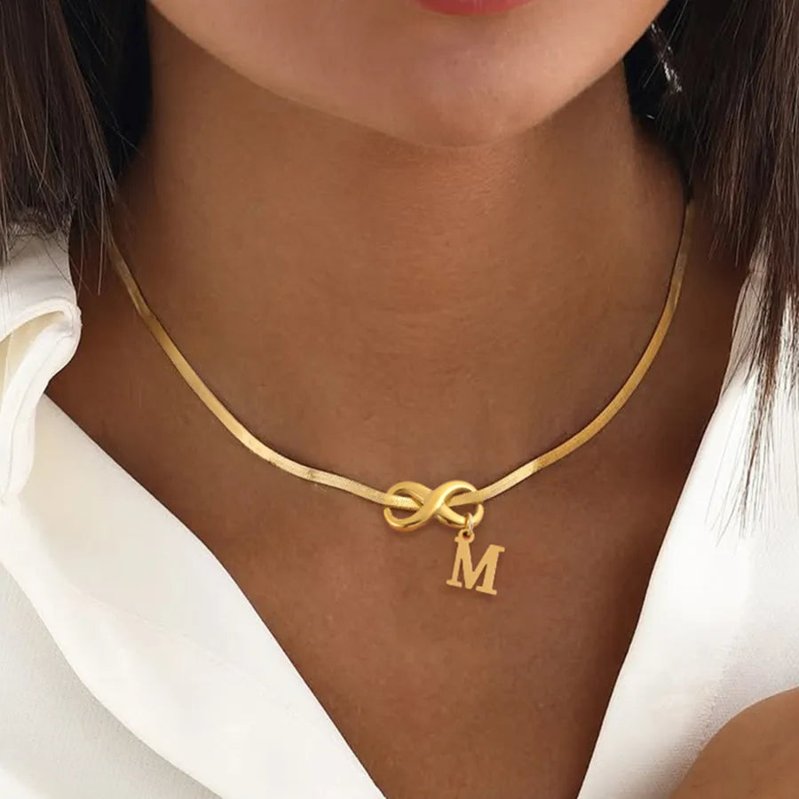 18K Gold Plated Infinity Letter Pendant Necklace