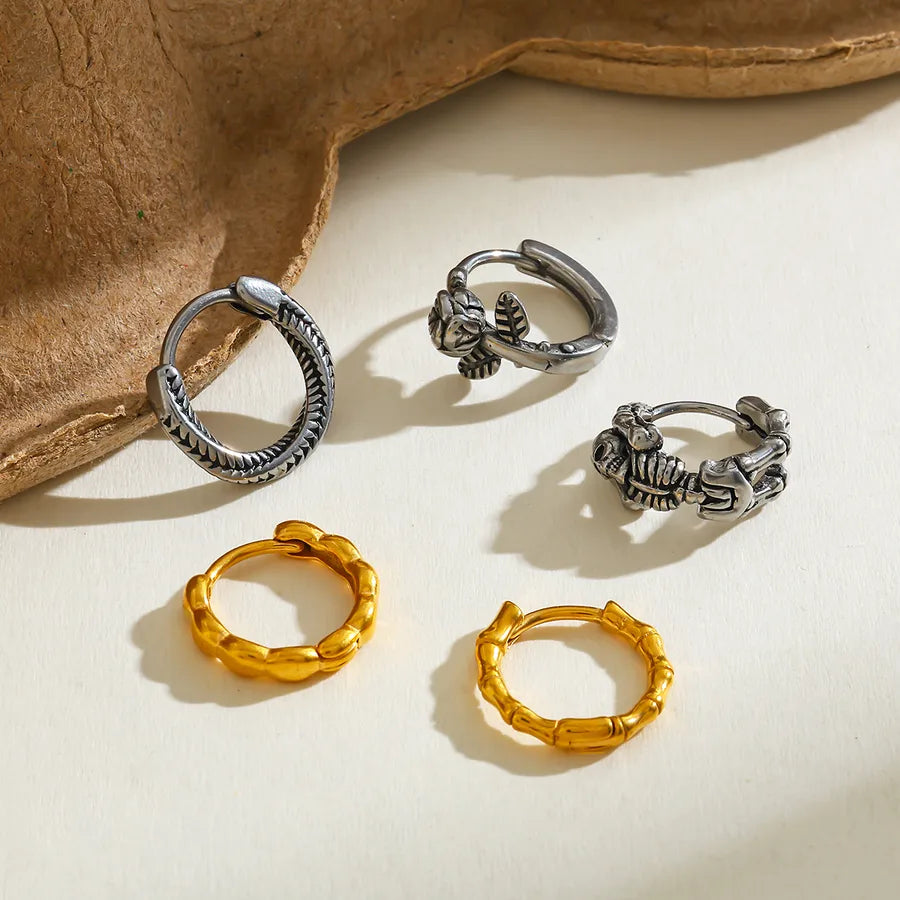 18K Gold Plated Rose Skull Earrings