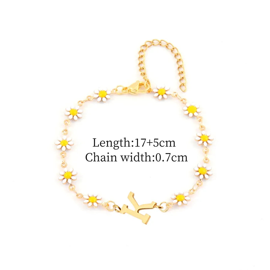 Gold Daisy Chain Bracelet for Women Gold K