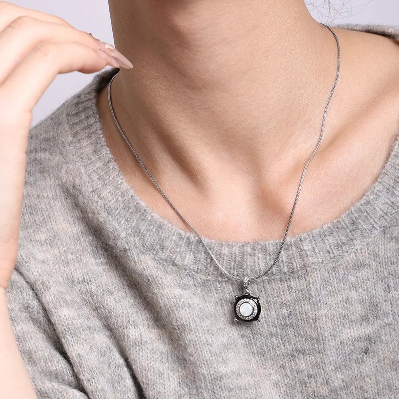 Black Drip Oil Pendant Necklace & Earrings Set