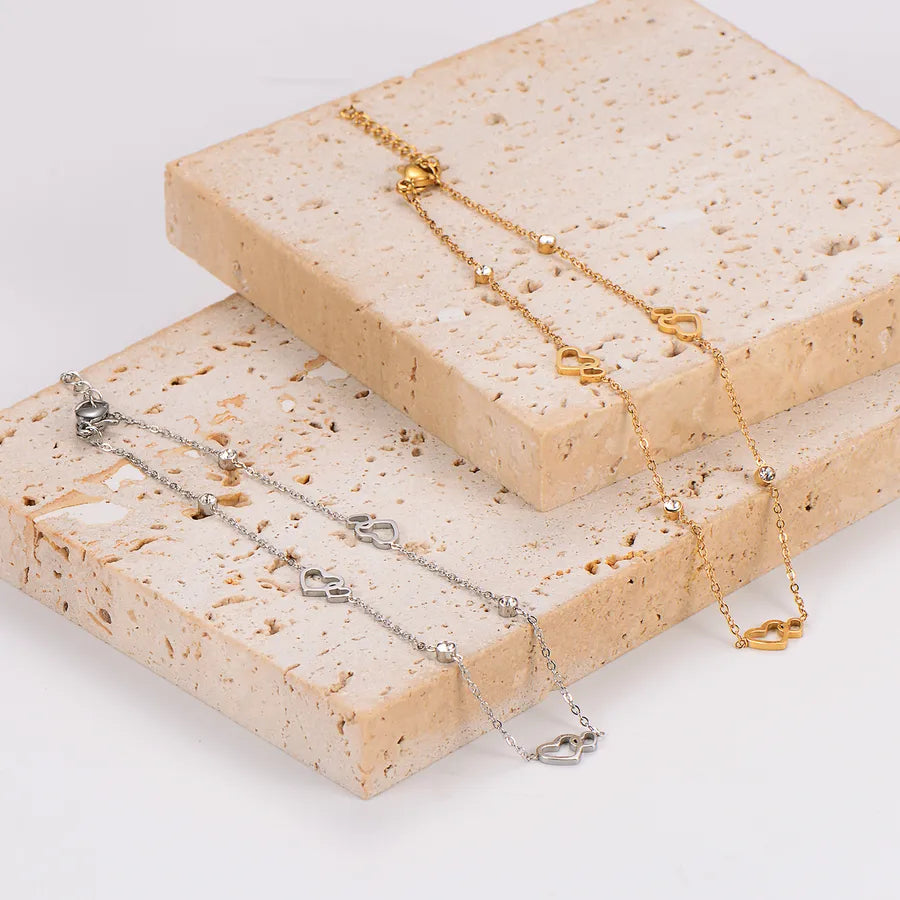 Gold Plated Hollow Heart Anklet for Women