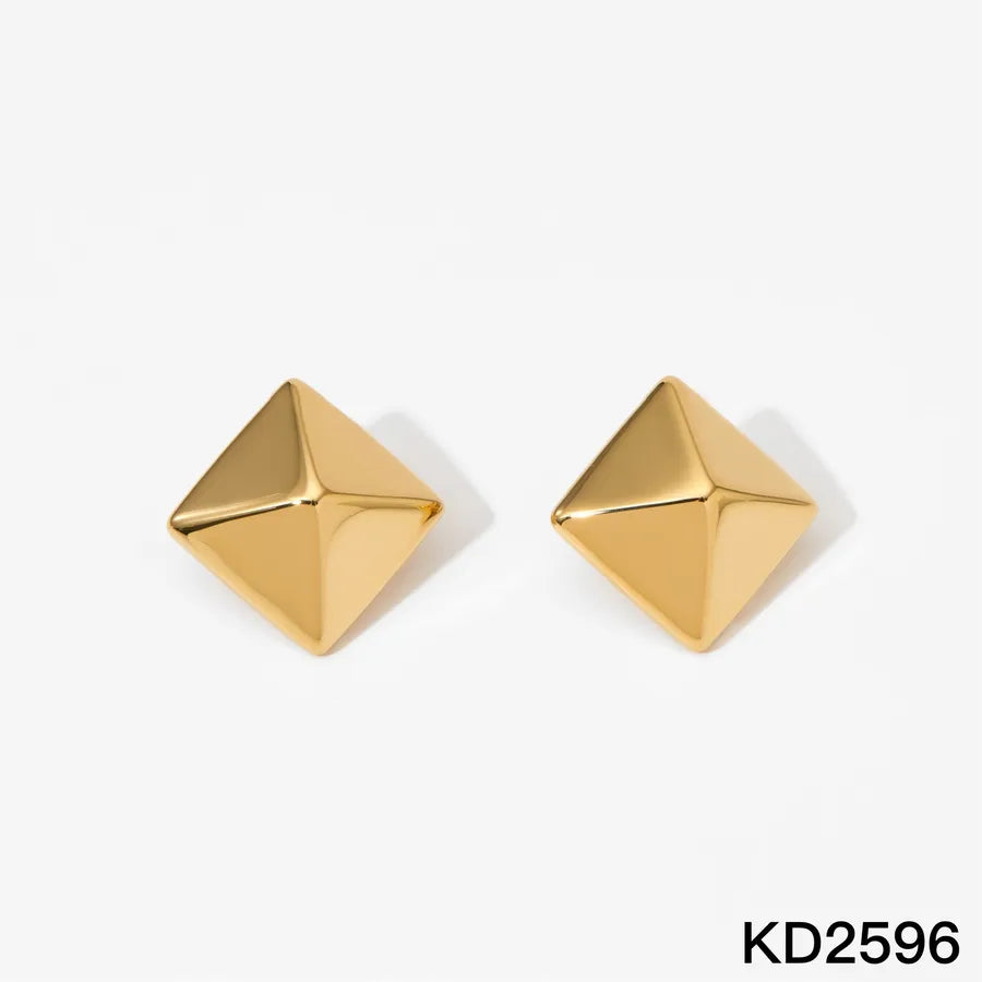 Elegant Geometric Stainless Steel Earrings Gold KD2596