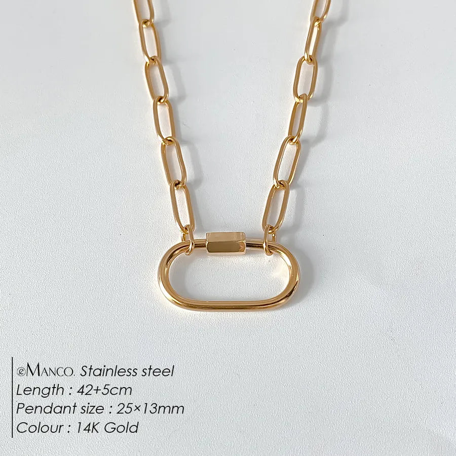 Geometric Pearl Stainless Steel Pendant Necklace XNL0049 Gold