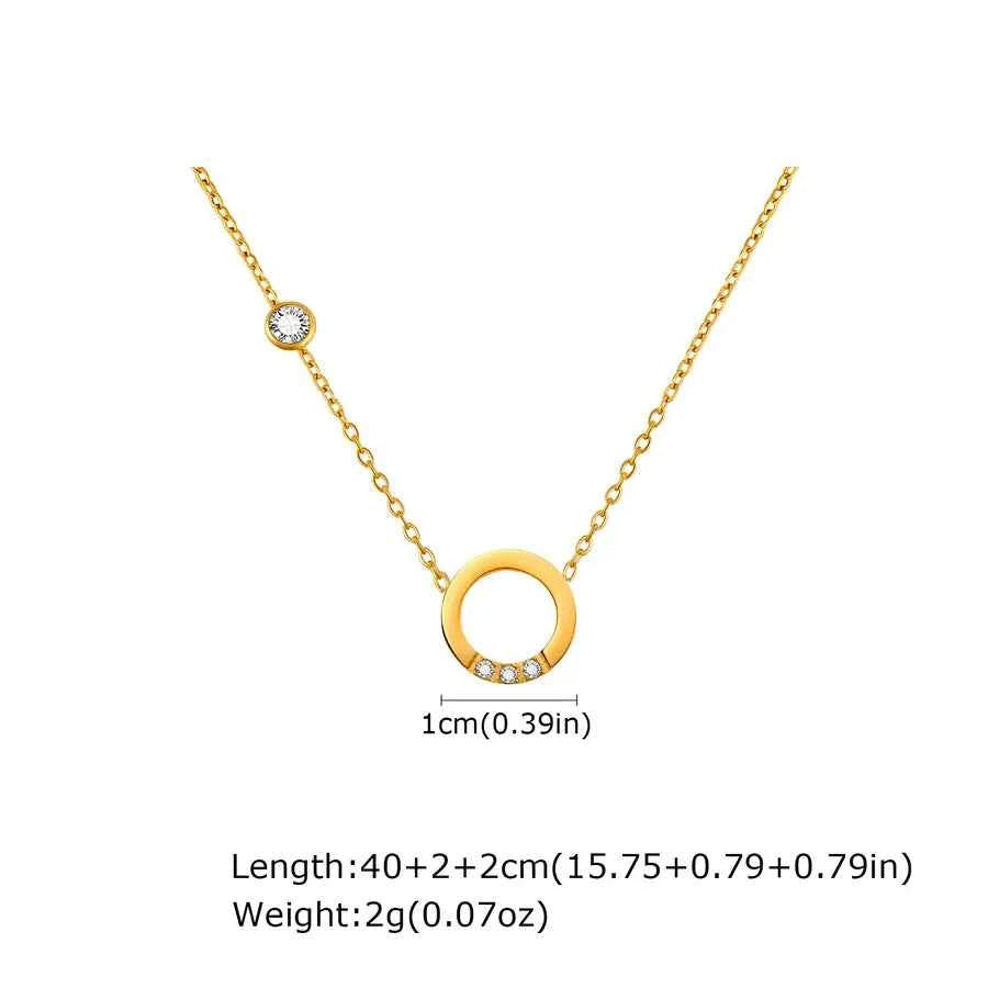 Geometric Zircon Necklace – 18K Gold Plated Steel