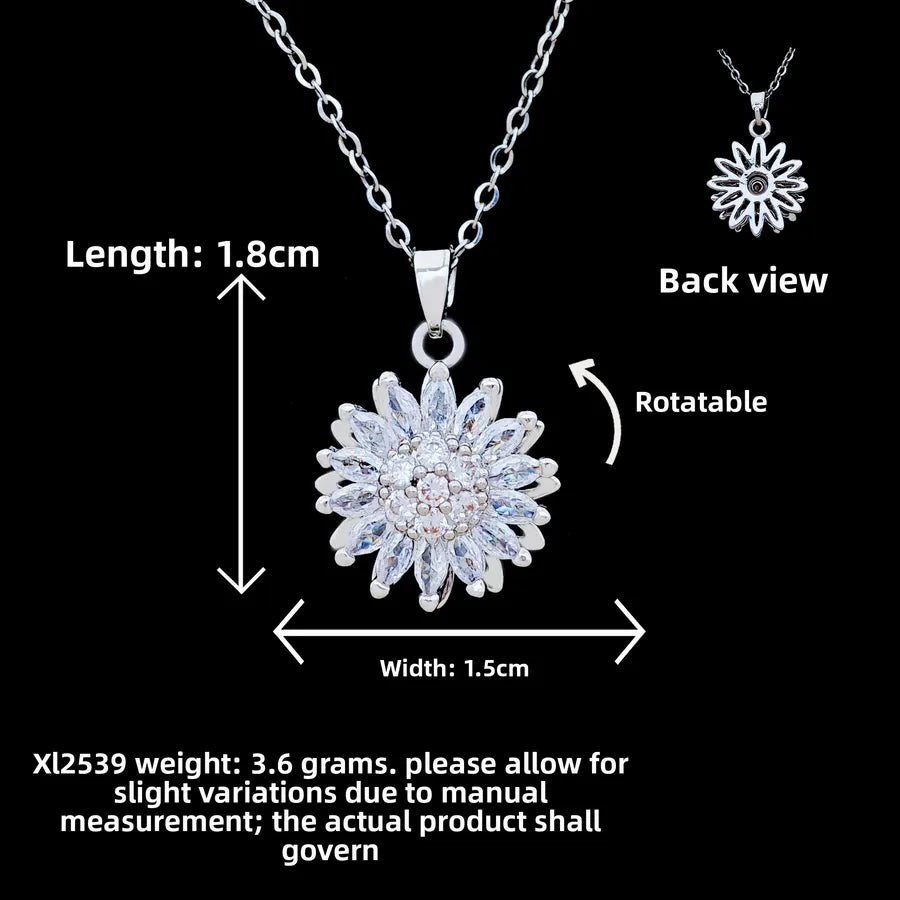 Butterfly & Whale Couple Pendant Necklace XL2539 Rotating Sunflower Necklace Silver