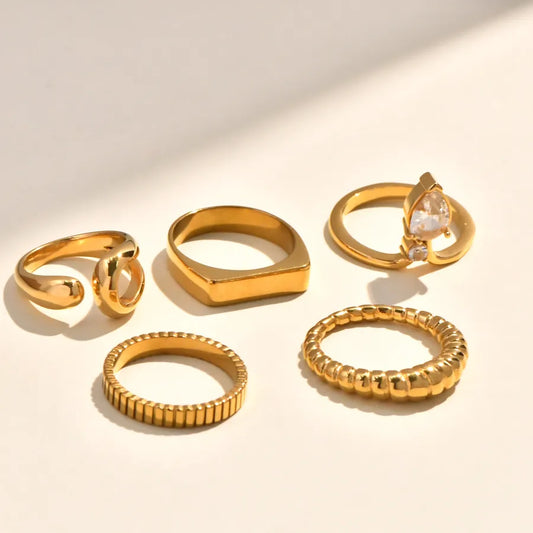 Gold Plated Open Ring with Teardrop Zircon