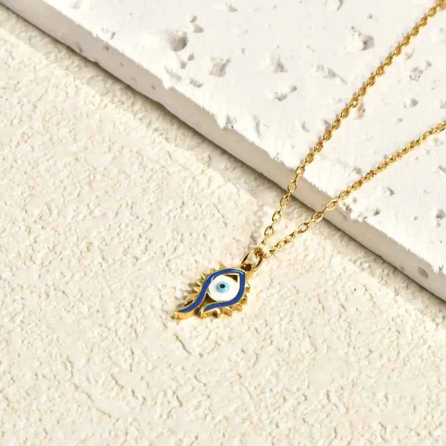 18K Gold Evil Eye Pendant Necklace