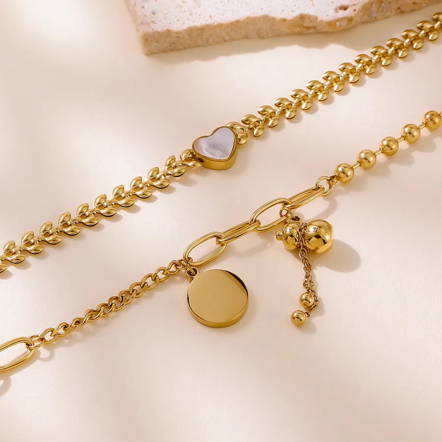 18K Gold Plated Heart Shell Wheat Bracelet