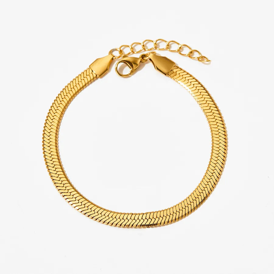 Gold Plated Titanium Steel Snake Chain Bracelet Gold
