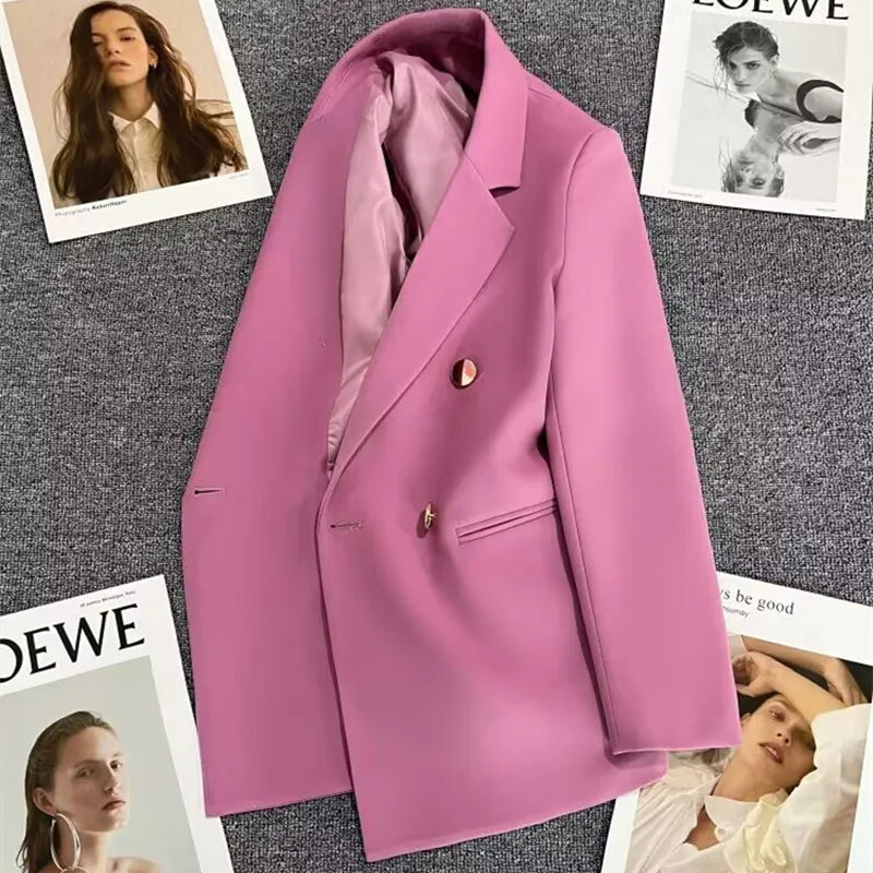 Candy Green Women's Blazer – Spring/Autumn Style purple Pink