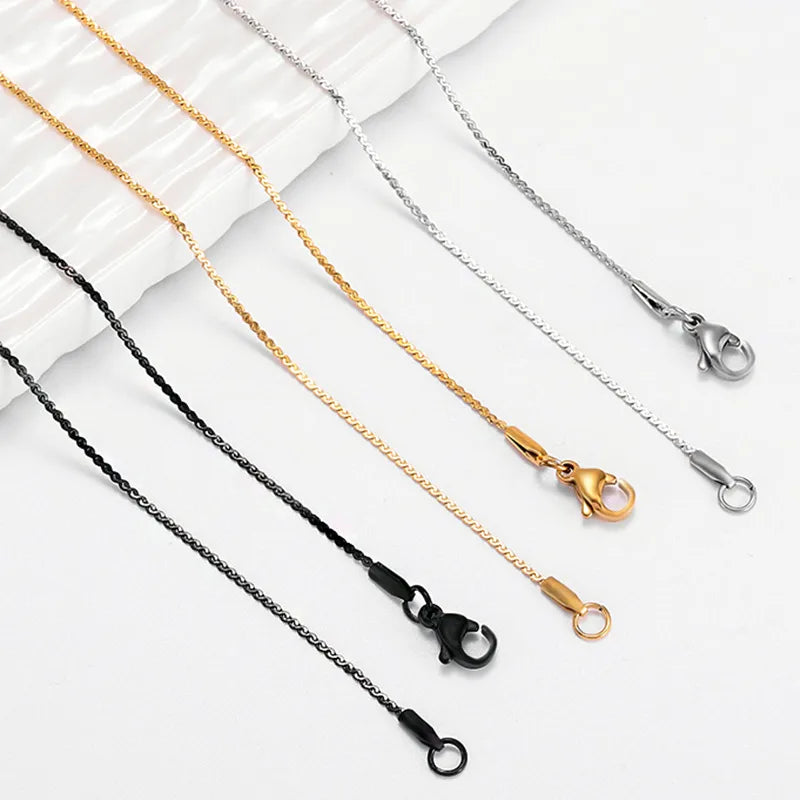 Titanium Steel Flat S Chain Necklace – 10 Pack