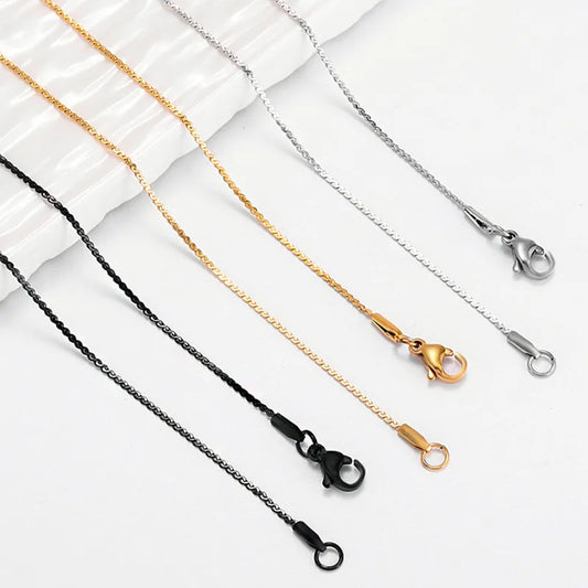 Titanium Steel Flat S Chain Necklace – 10 Pack