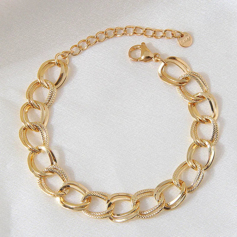 Gold Double Layer Stainless Steel Bracelet Gold Chain Bracelet