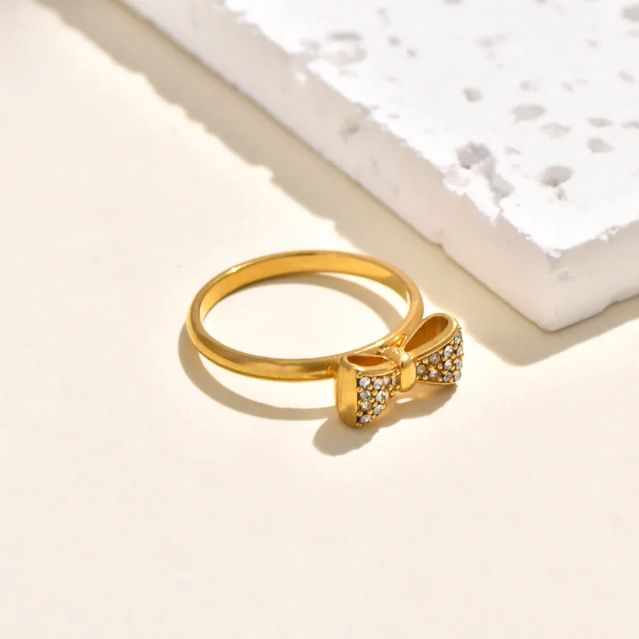 Gold Plated Bow Knot Chain Ring