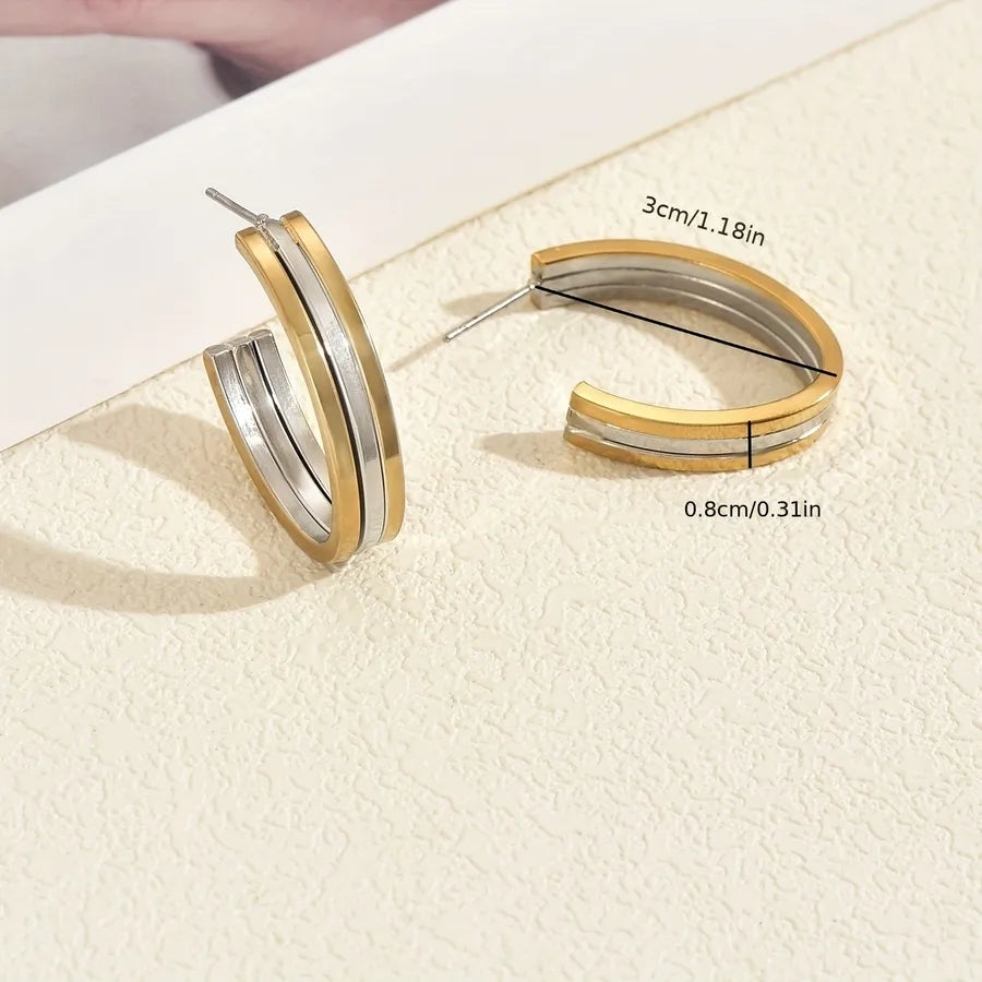 Gold-Plated Stainless Steel Oval Hoop Earrings