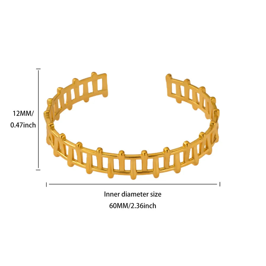 Gold Plated Geometric Stainless Steel Bangle 1