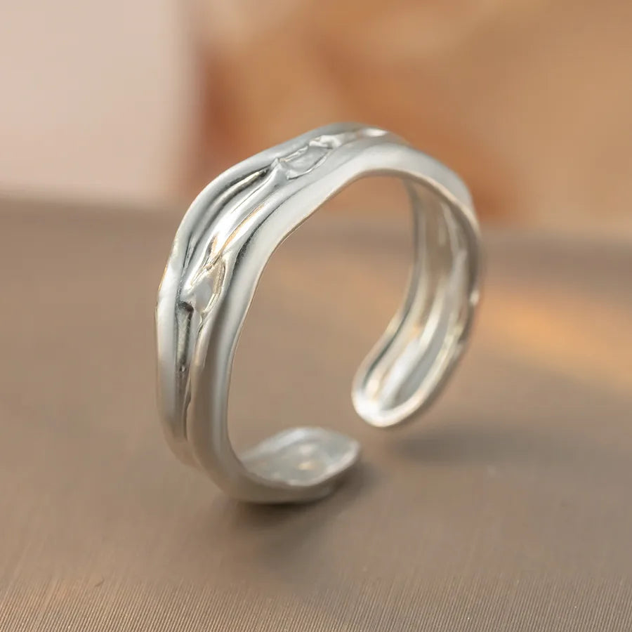 Retro Geometric Titanium Steel Ring K370 Steel Color Ring Open