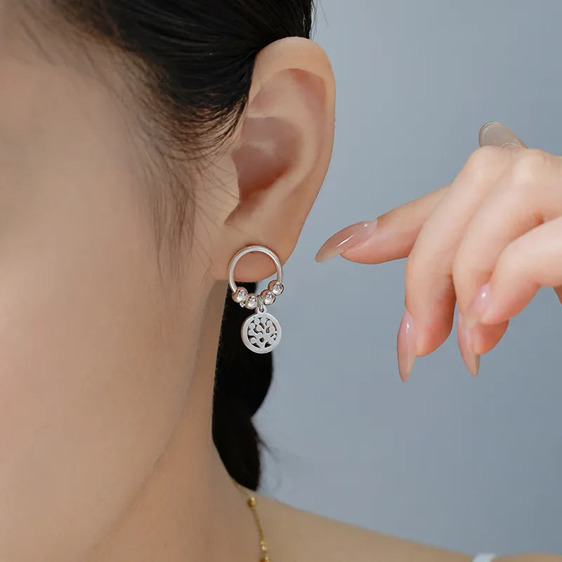 Elegant Hollow Leaf Stainless Steel Stud Earrings