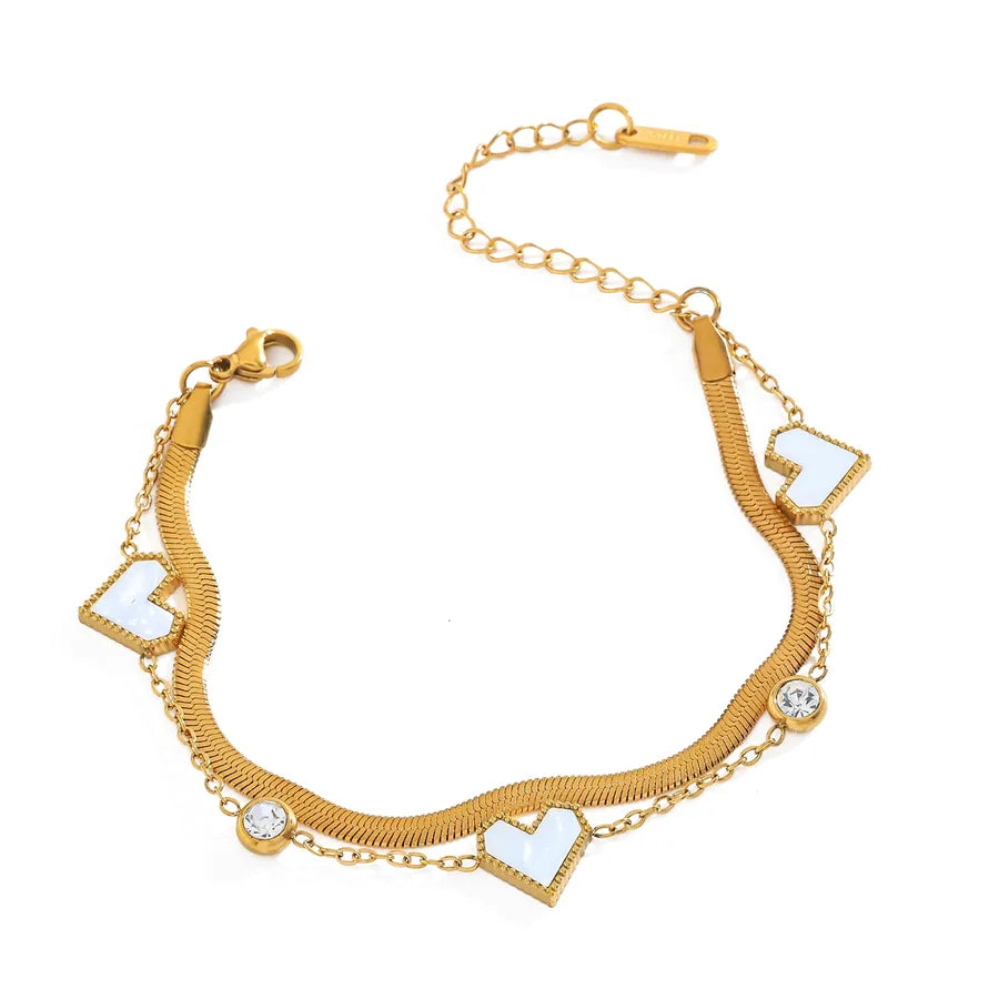 18K Gold Heart Stainless Steel Bracelet
