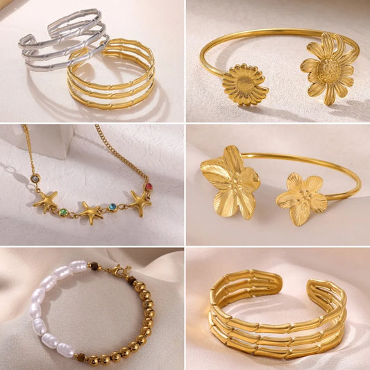 Boho Star & Flower Stainless Steel Bracelet