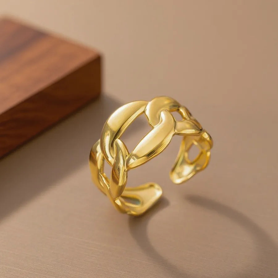 Geometric Heart Titanium Steel Ring Z032-Chain-Ring- Gold