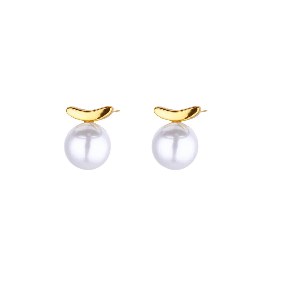 18K Gold Plated Pearl Geometric Hoop Earrings